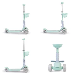 Moni Kinderroller Bubblegum 2 in 1, Höhe einstellbar, Sitz abnehmbar, 3 Räder grün