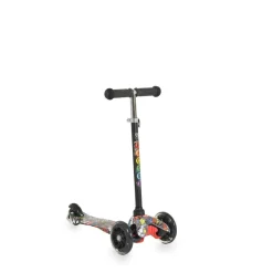 Moni Kinderroller Fidget 3 Räder höhenverstellbar, PU-Räder, Wasserdruck, ABEC-7 schwarz