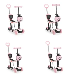 Moni Kinderroller Lollipop 3 in 1 Schiebestange, Sitz, PU-Vorderräder mit LED rosa