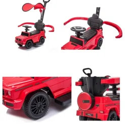Moni Kinder Rutschauto Mercedes G350d 653-P, Musik, Schiebestange, Sonnendach rot