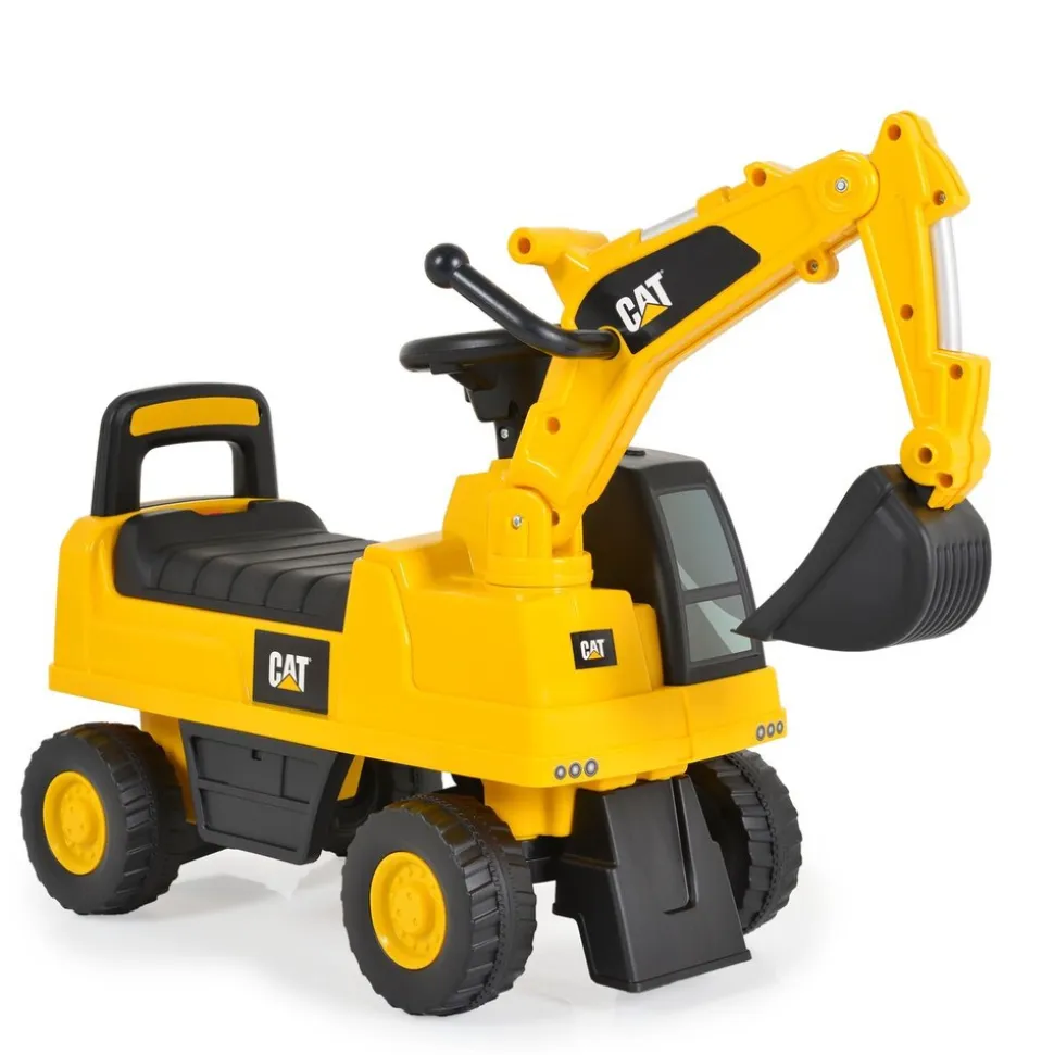 Moni Kinder Rutschfahrzeug Bagger CAT Excavator 662 Schaufel, Staufach, Musik gelb