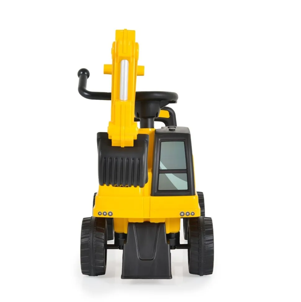 Moni Kinder Rutschfahrzeug Bagger CAT Excavator 662 Schaufel, Staufach, Musik gelb