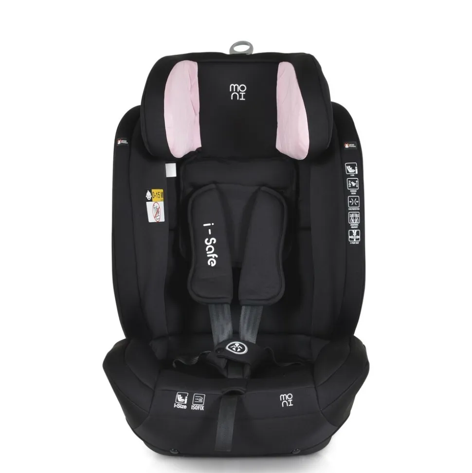 Moni Kindersitz i-Size i-Safe (76-150cm) Isofix, Top Tether, 13-fach verstellbar rosa