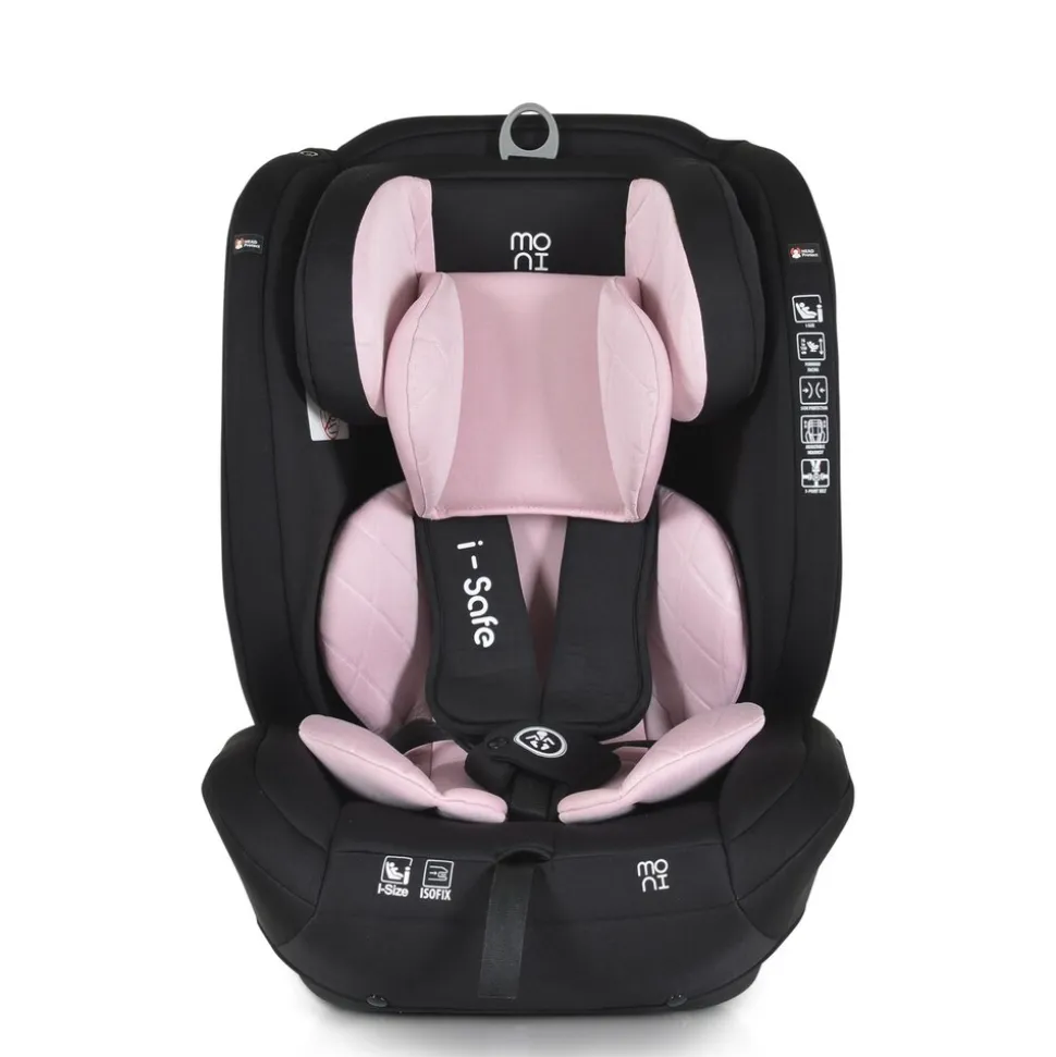 Moni Kindersitz i-Size i-Safe (76-150cm) Isofix, Top Tether, 13-fach verstellbar rosa