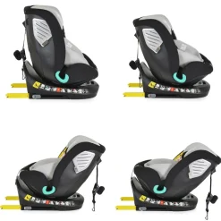 Moni Kindersitz Serengeti i-Size (40-150cm) Isofix, Kuscheltier, Nackenkissen grau