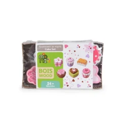 Moni Kinder Spielzeug Kuchenset Torten Holz 6-teiliges, verschiedene Formen bunt