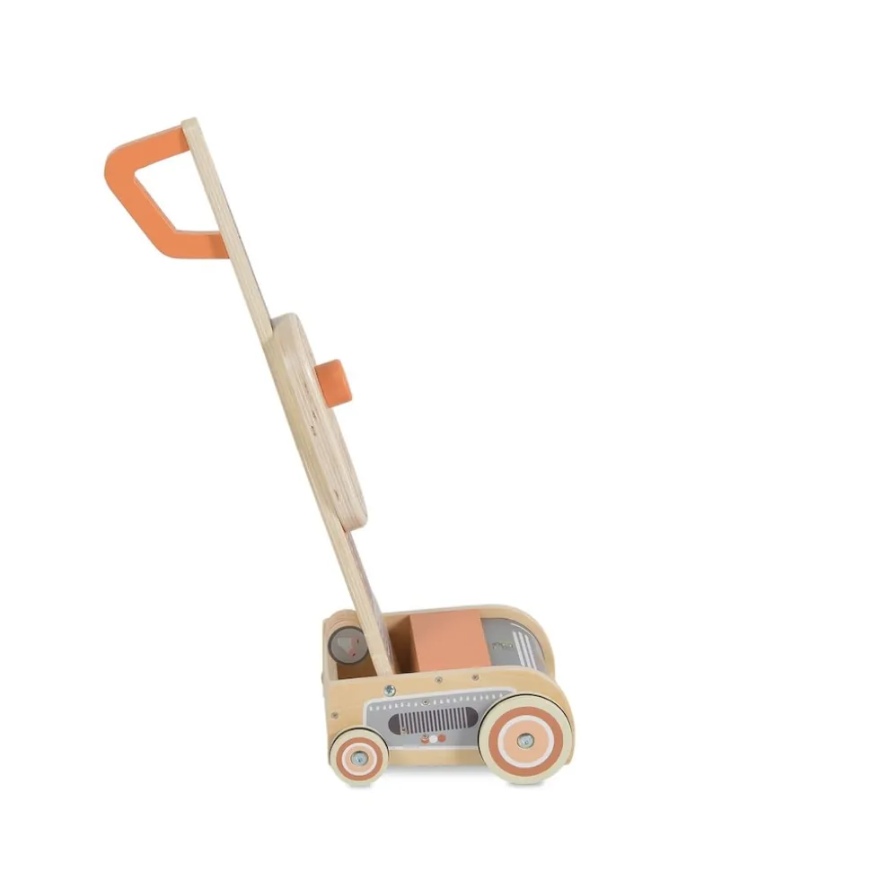 Moni Kinder-Spielzeug Staubsauger W10D888 Holz, Spiel-Schmutz, Räder, ab 3 Jahre orange