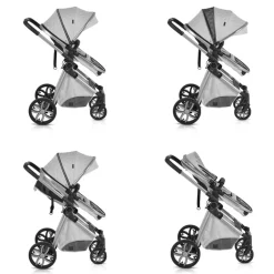 Moni Kinderwagen Alma Sportsitz Tragetasche umbaubar Wickeltasche Sitz umkehrbar hellgrau