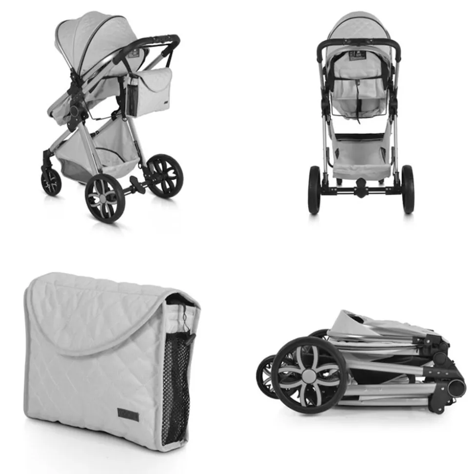 Moni Kinderwagen Alma Sportsitz Tragetasche umbaubar Wickeltasche Sitz umkehrbar hellgrau