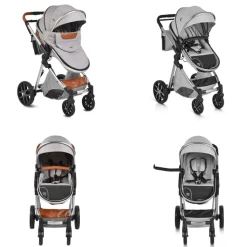 Moni Kinderwagen Alma Sportsitz Tragetasche umbaubar Wickeltasche Sitz umkehrbar hellgrau
