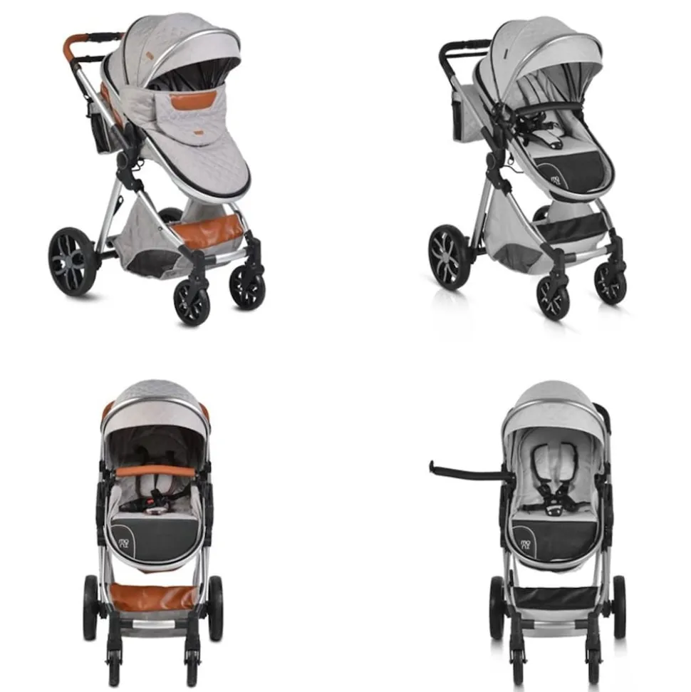 Moni Kinderwagen Alma Sportsitz Tragetasche umbaubar Wickeltasche Sitz umkehrbar hellgrau