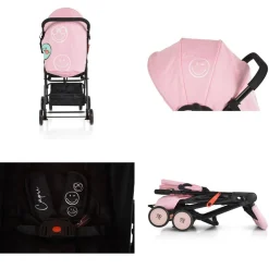 Moni Kinderwagen, Buggy Capri klappbar, Sicherheitsgurt, Rückenlehne verstellbar rosa