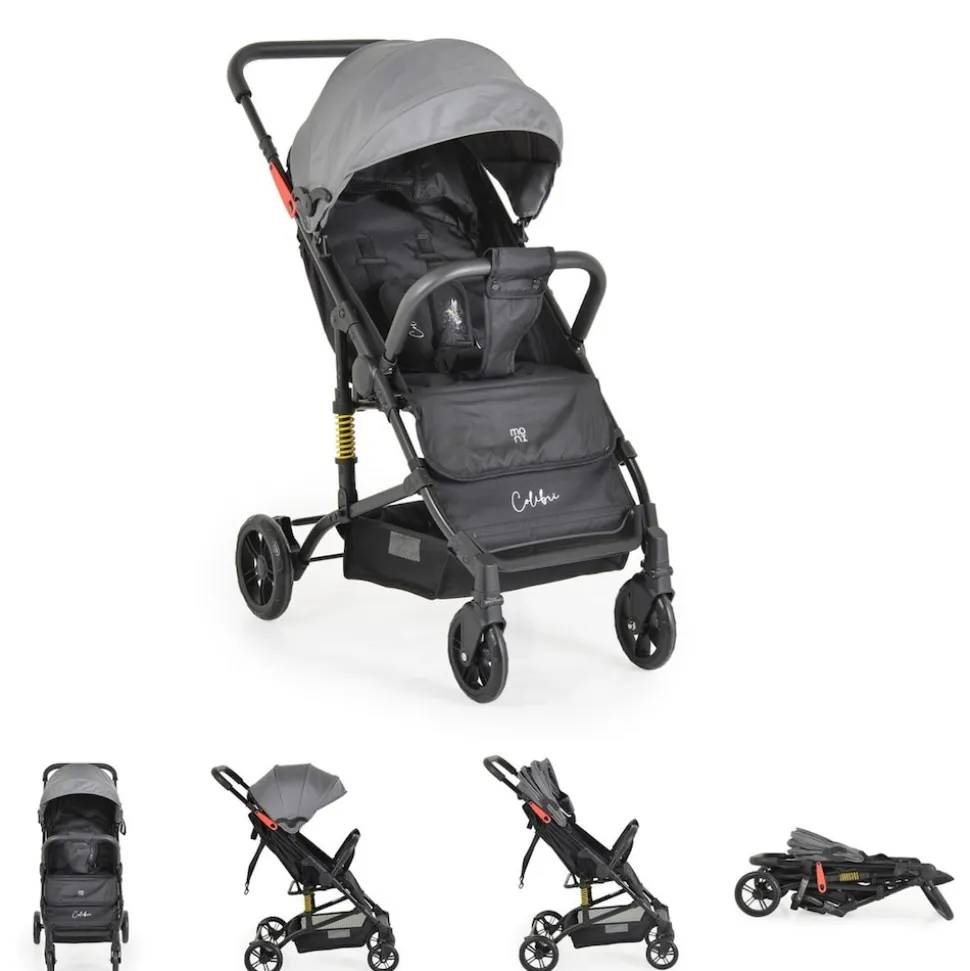 Moni Kinderwagen Buggy Colibri, faltbar, verstellbar, 5-Punkt-Gurt, ab 6 Monaten grau