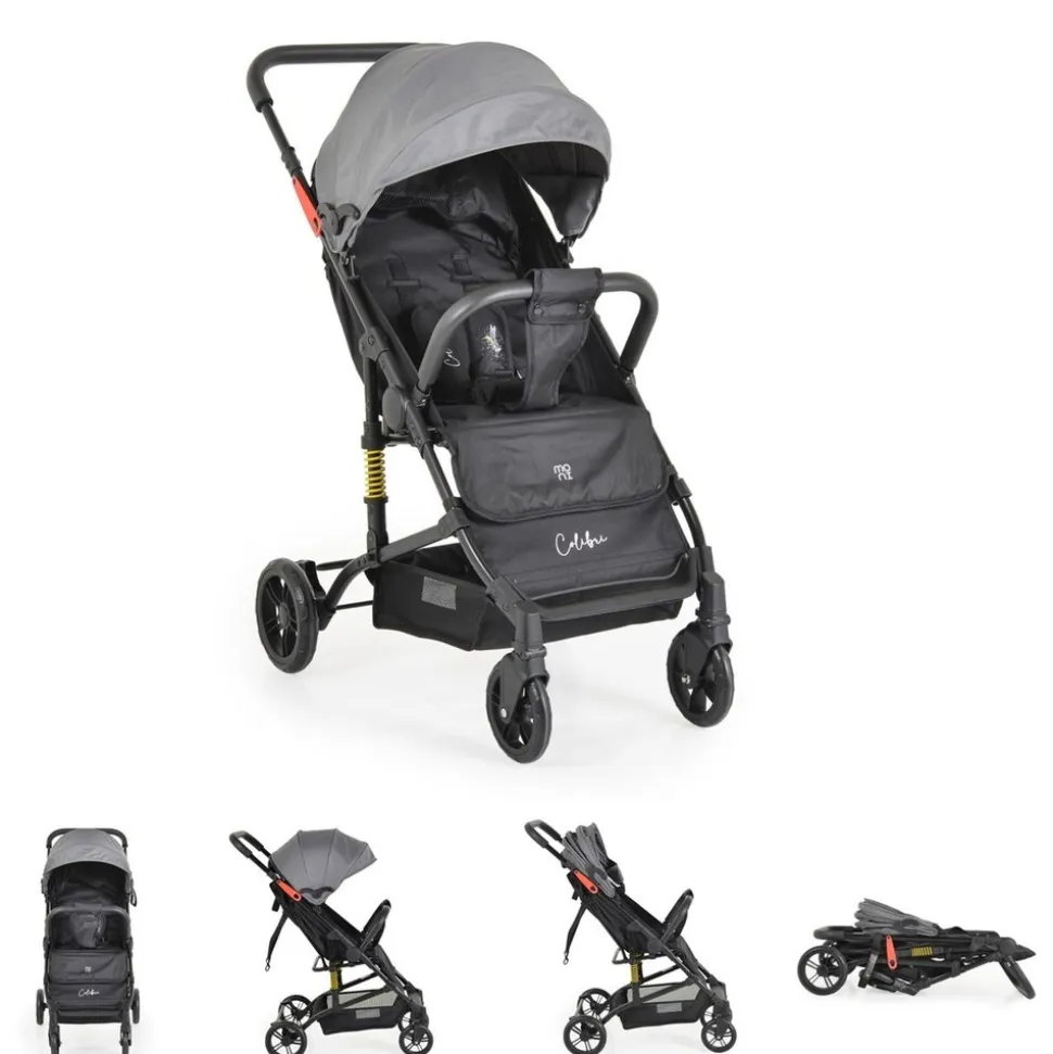 Moni Kinderwagen Buggy Colibri, faltbar, verstellbar, 5-Punkt-Gurt, ab 6 Monaten grau