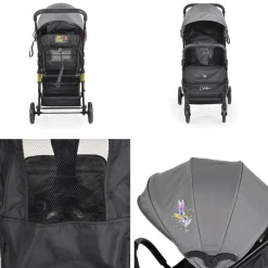 Moni Kinderwagen Buggy Colibri, faltbar, verstellbar, 5-Punkt-Gurt, ab 6 Monaten grau