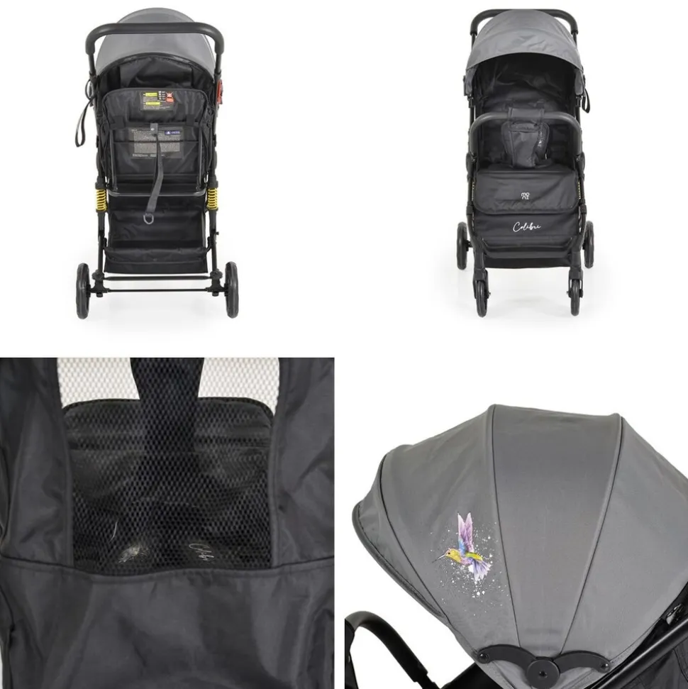 Moni Kinderwagen Buggy Colibri, faltbar, verstellbar, 5-Punkt-Gurt, ab 6 Monaten grau