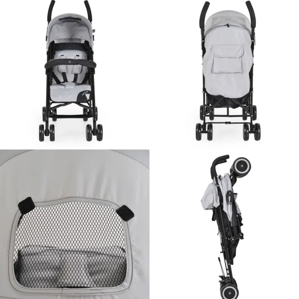 Moni Kinderwagen, Buggy Jerry, Sonnendach, schwenkbare Vorderräder, EVA-Räder grau/schwarz