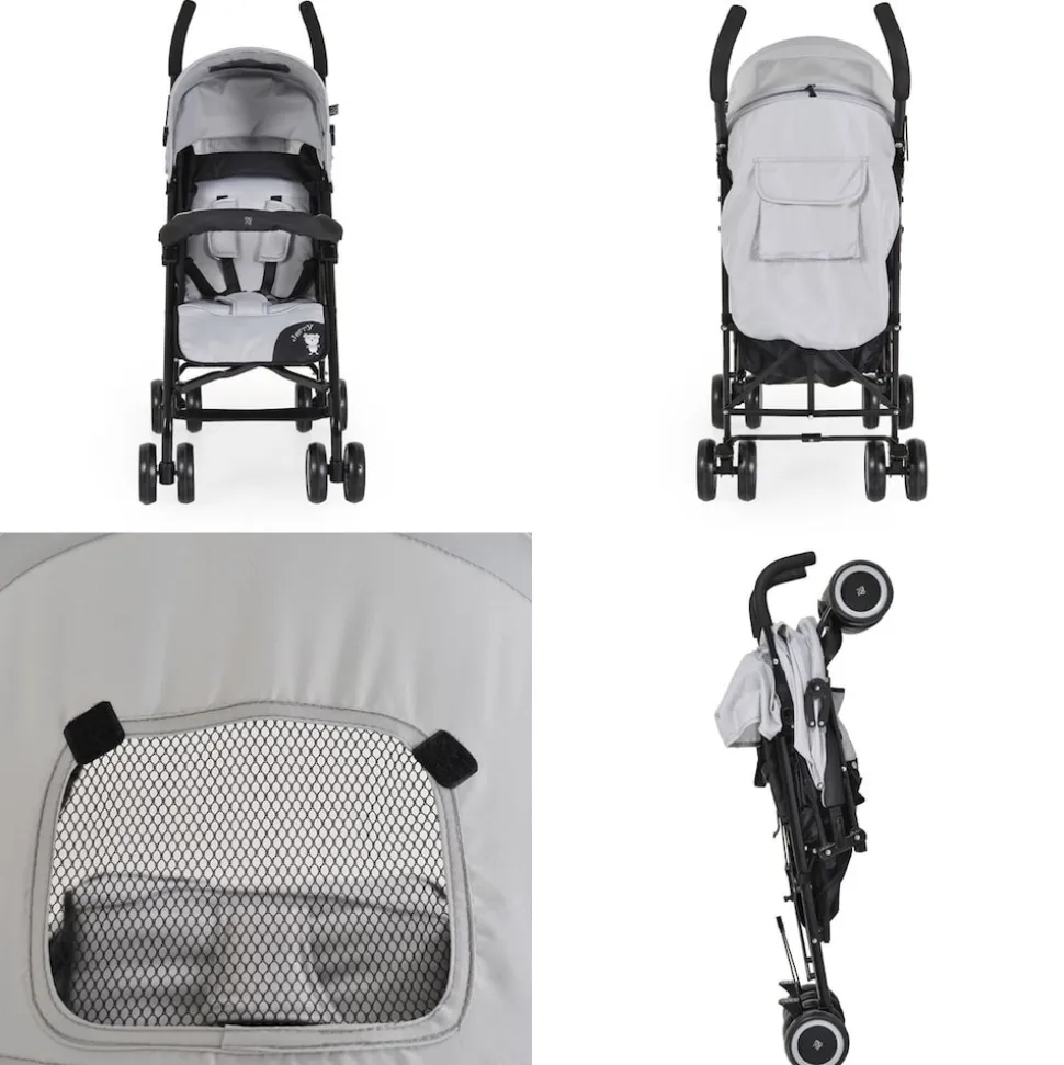Moni Kinderwagen, Buggy Jerry, Sonnendach, schwenkbare Vorderräder, EVA-Räder grau/schwarz
