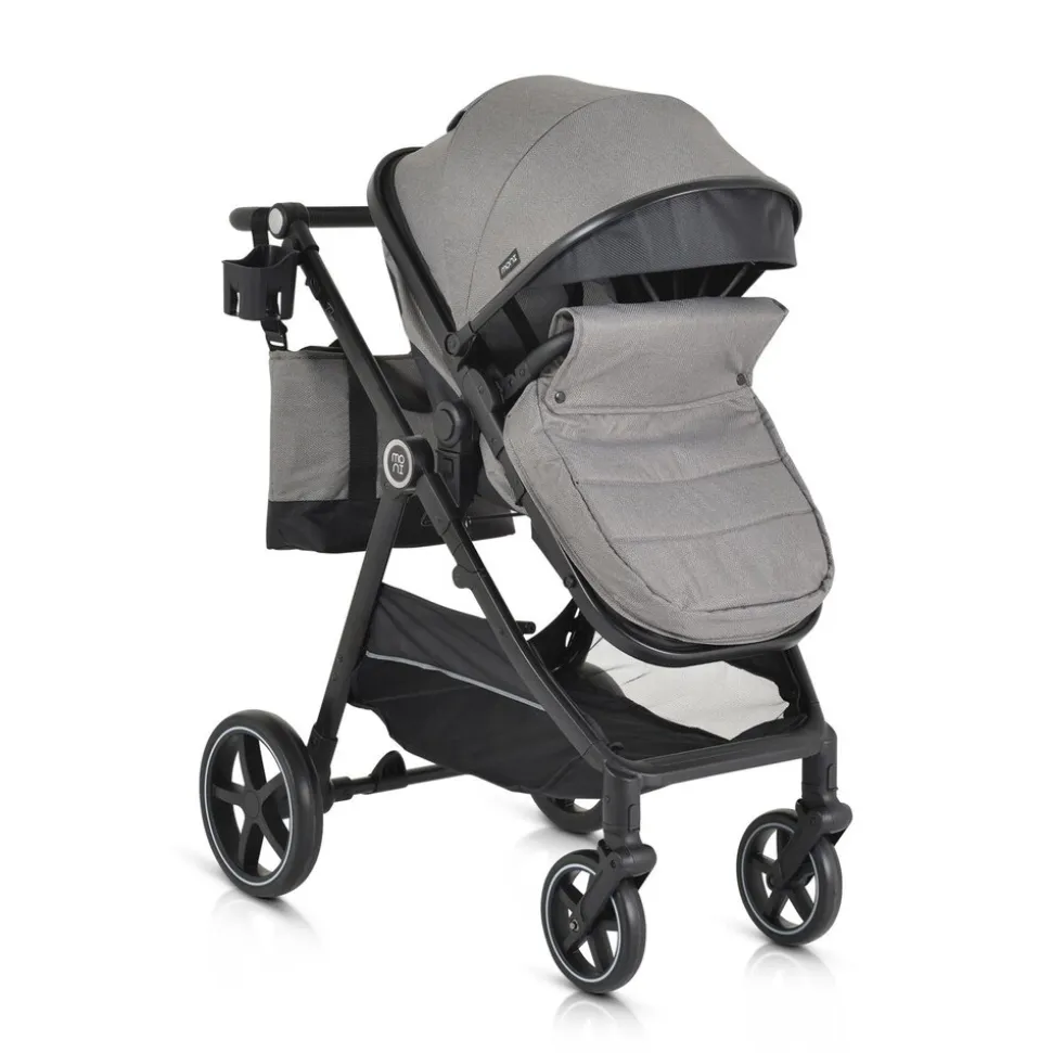 Moni Kinderwagen 2 in 1 Tokyo 22 kg umbaubar Wickeltasche Stoßdämpfer klappbar grau