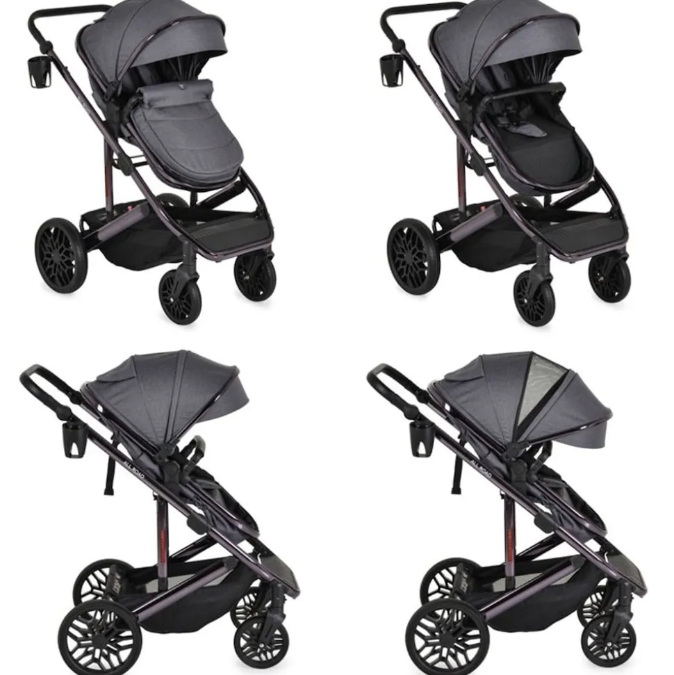 Moni Kombikinderwagen 3 in 1 all Road umbaubar Babyschale Sportsitz Tragetasche grau