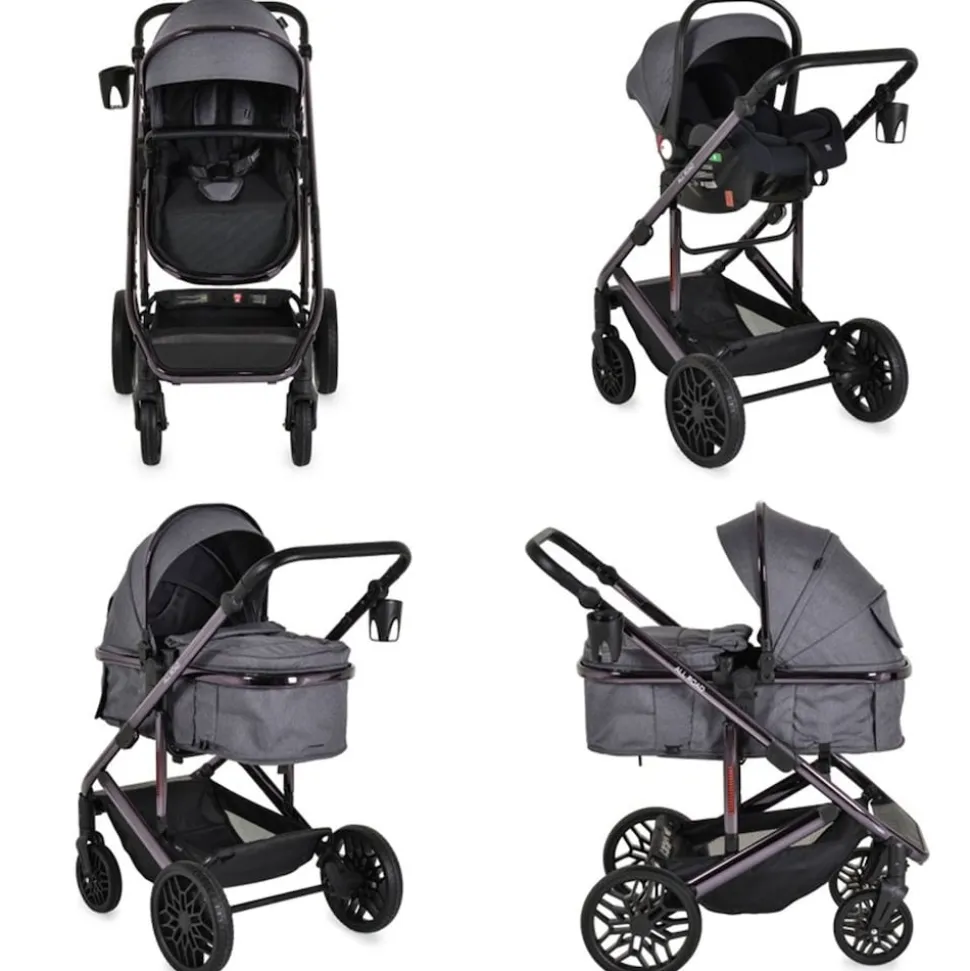 Moni Kombikinderwagen 3 in 1 all Road umbaubar Babyschale Sportsitz Tragetasche grau