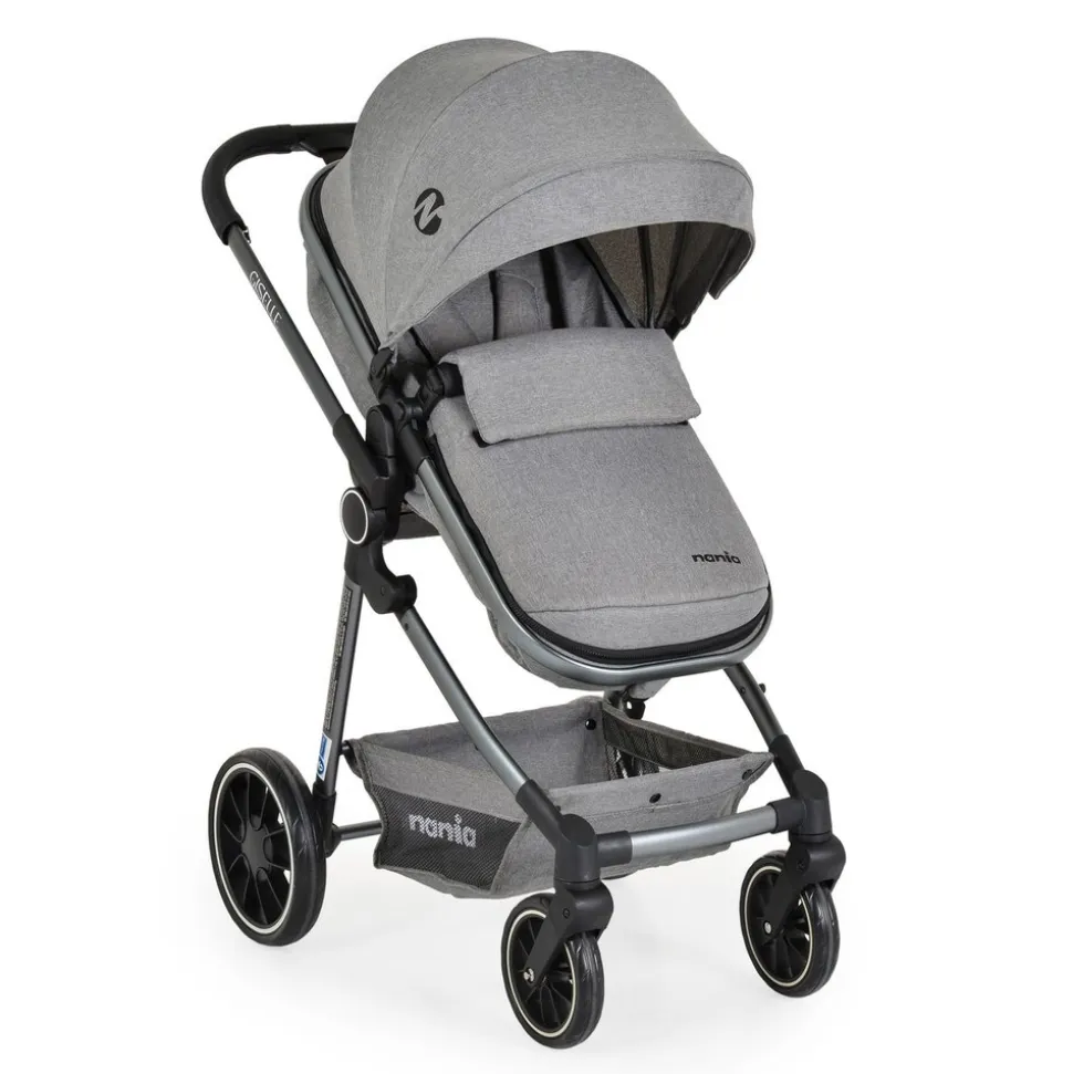 Moni Kombikinderwagen 2 in 1 Giselle umbaubar Korb klappbar 5-Punkt-Gurt 22 kg grau