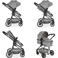 Moni Kombikinderwagen 2 in 1 Giselle umbaubar Korb klappbar 5-Punkt-Gurt 22 kg grau