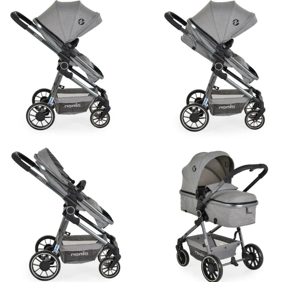 Moni Kombikinderwagen 2 in 1 Giselle umbaubar Korb klappbar 5-Punkt-Gurt 22 kg grau