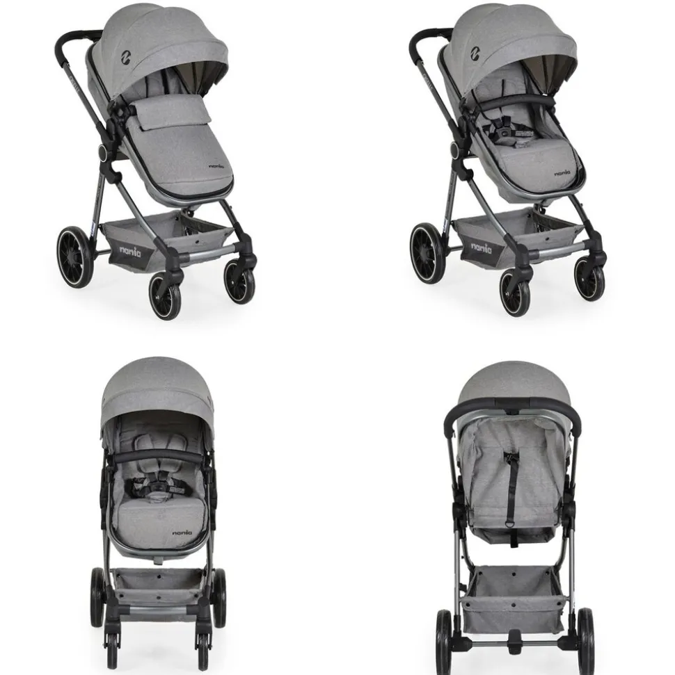 Moni Kombikinderwagen 2 in 1 Giselle umbaubar Korb klappbar 5-Punkt-Gurt 22 kg grau