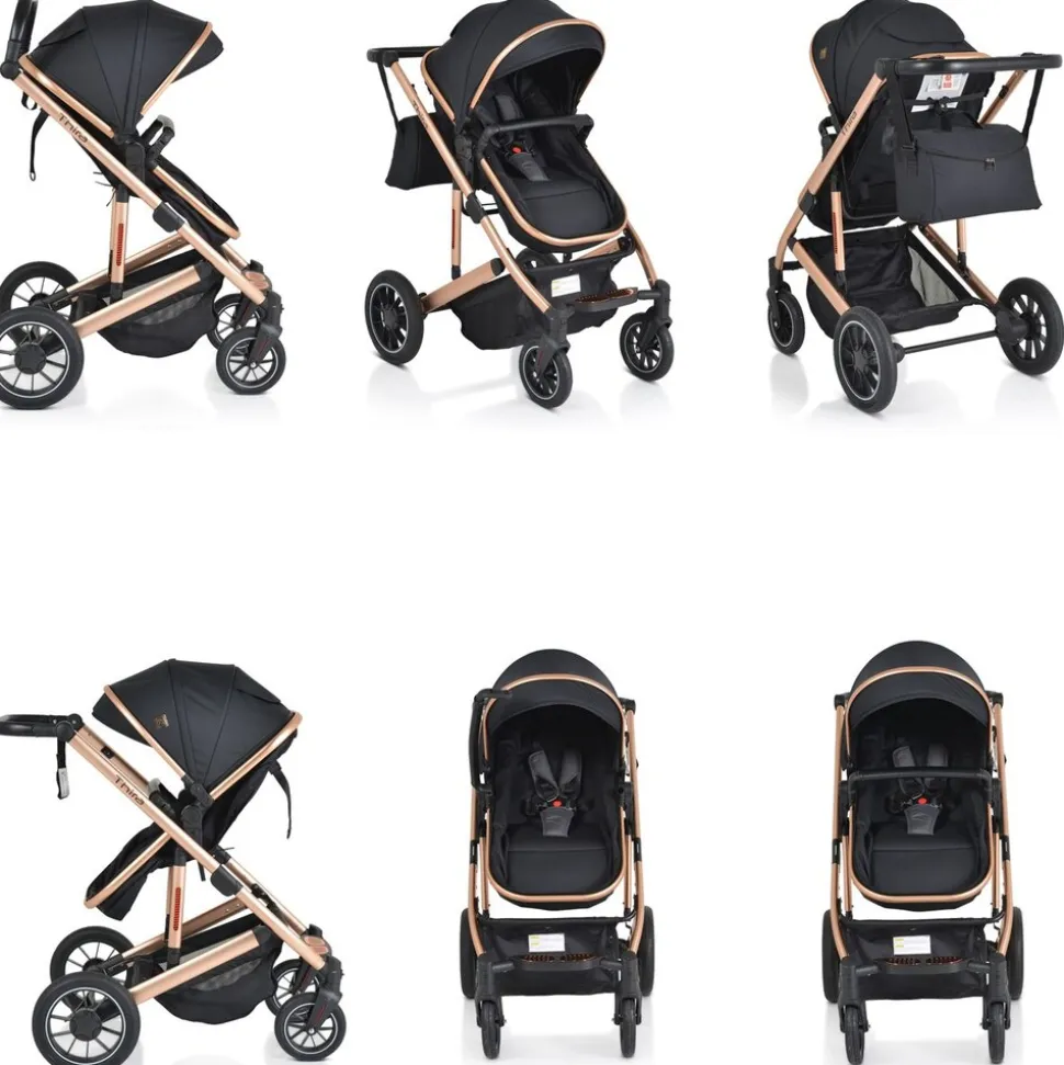 Moni Kombikinderwagen 2 in 1 Thira Babywanne, umbaubar, Sportsitz, Fußabdeckung schwarz