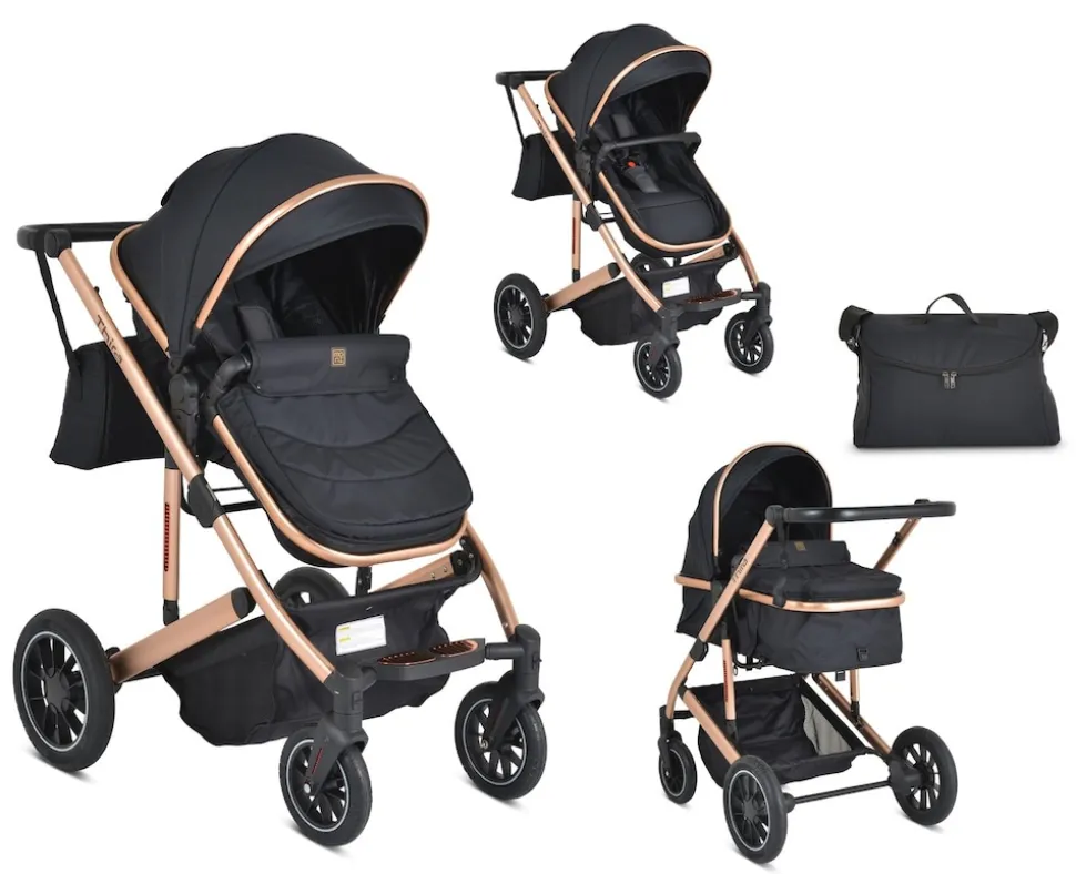 Moni Kombikinderwagen 2 in 1 Thira Babywanne, umbaubar, Sportsitz, Fußabdeckung schwarz