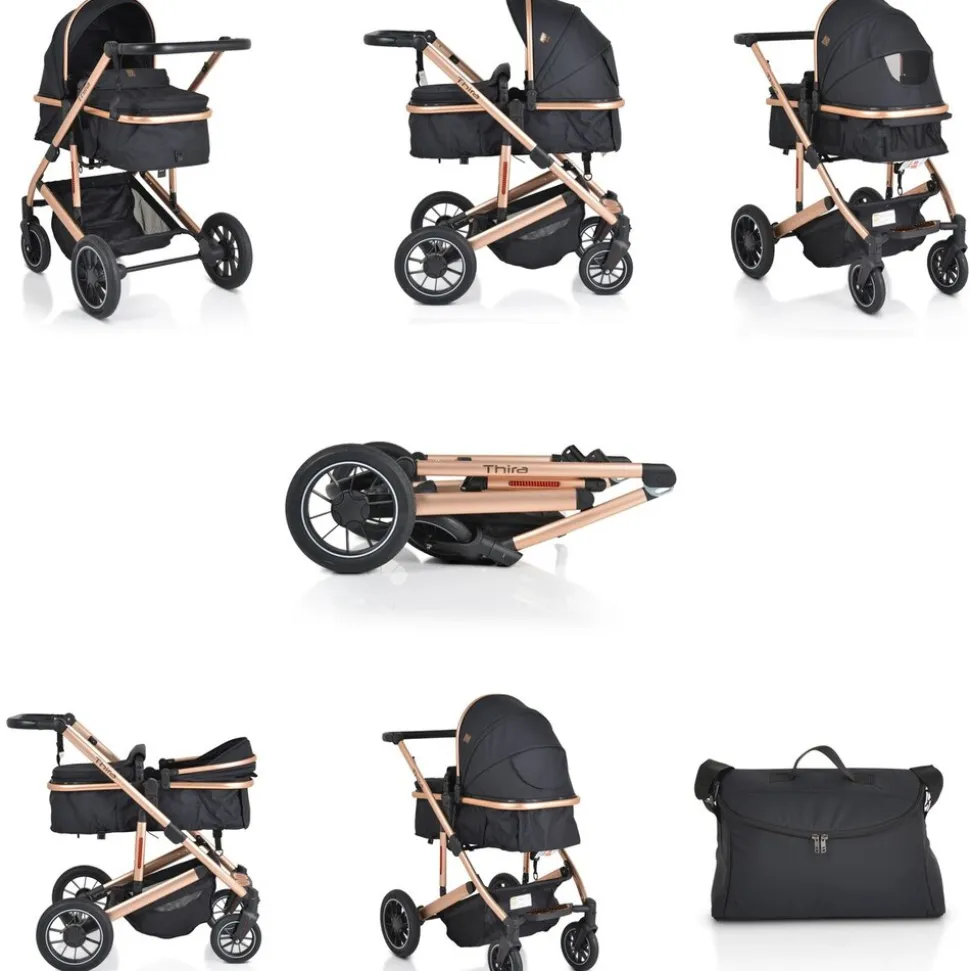 Moni Kombikinderwagen 2 in 1 Thira Babywanne, umbaubar, Sportsitz, Fußabdeckung schwarz