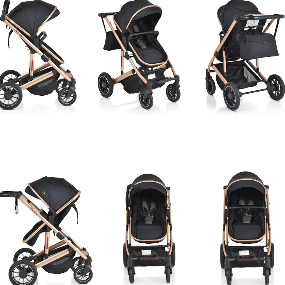 Moni Kombikinderwagen 2 in 1 Thira Babywanne, umbaubar, Sportsitz, Fußabdeckung schwarz