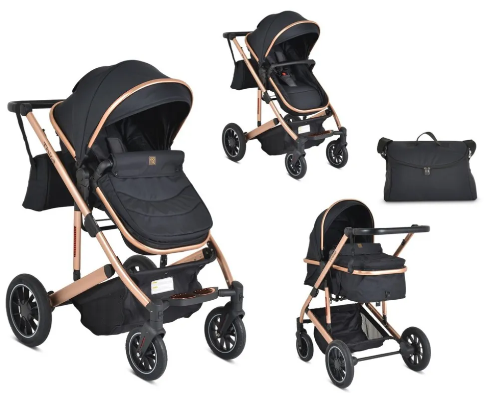 Moni Kombikinderwagen 2 in 1 Thira Babywanne, umbaubar, Sportsitz, Fußabdeckung schwarz