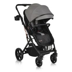Moni Kombikinderwagen Rafaello 2 in 1, umbaubar, Sportsitz, Fußabdeckung, Tasche grau