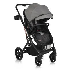 Moni Kombikinderwagen Rafaello 2 in 1, umbaubar, Sportsitz, Fußabdeckung, Tasche grau