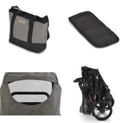 Moni Kombikinderwagen Rafaello 2 in 1, umbaubar, Sportsitz, Fußabdeckung, Tasche grau