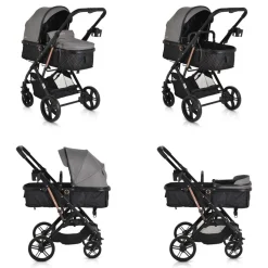 Moni Kombikinderwagen Rafaello 2 in 1, umbaubar, Sportsitz, Fußabdeckung, Tasche grau