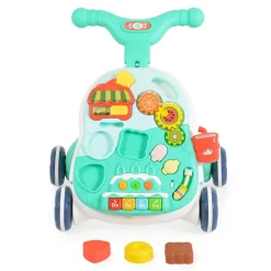 Moni Lauflernwagen 2 in 1 Korb, Musikfunktion, Spieltisch, Bälle, Spielcenter türkis