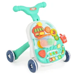 Moni Lauflernwagen 2 in 1 Korb, Musikfunktion, Spieltisch, Bälle, Spielcenter türkis