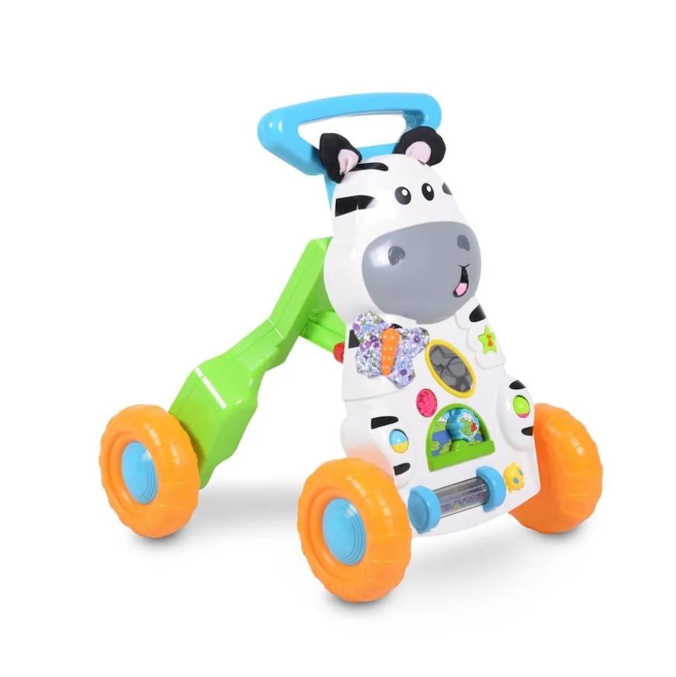 Moni Laufwagen kleines Zebra SL83007 klappbar Melodien Schiebegriff verstellbar blau