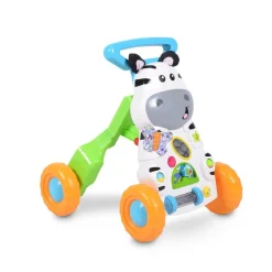 Moni Laufwagen kleines Zebra SL83007 klappbar Melodien Schiebegriff verstellbar blau