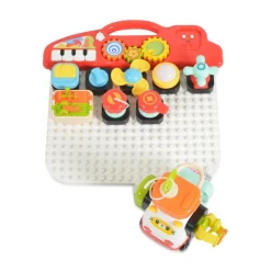Moni Musik-Aktivitäts-Lernboard HE8081 Tasten, Spielauto, Licht, Steckbausteine rot