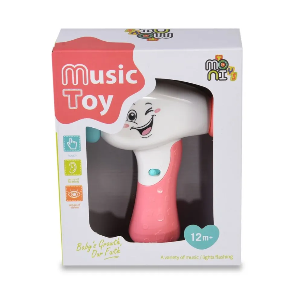 Moni Musikspielzeug Babyhammer K999-119B verschiedene Melodien Quietschehammer pink