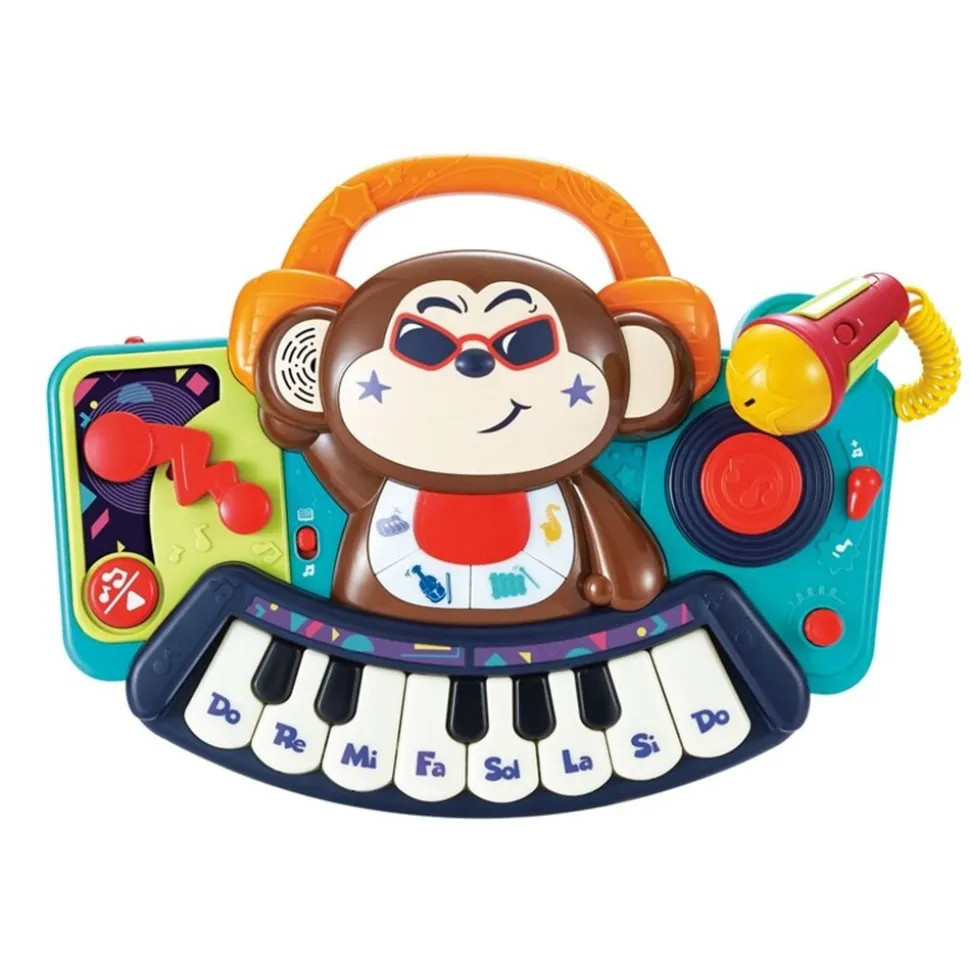 Moni Musikspielzeug Keyboard DJ Monkey 3137 Melodien, Tasten, Licht, Mikrofon bunt