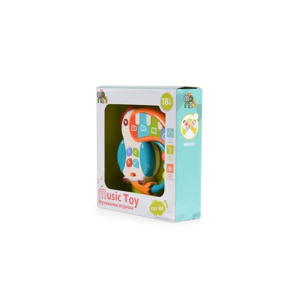 Moni Musikspielzeug Klavier HE0532 Papagei Melodien, Tasten, Licht, Babyklavier bunt