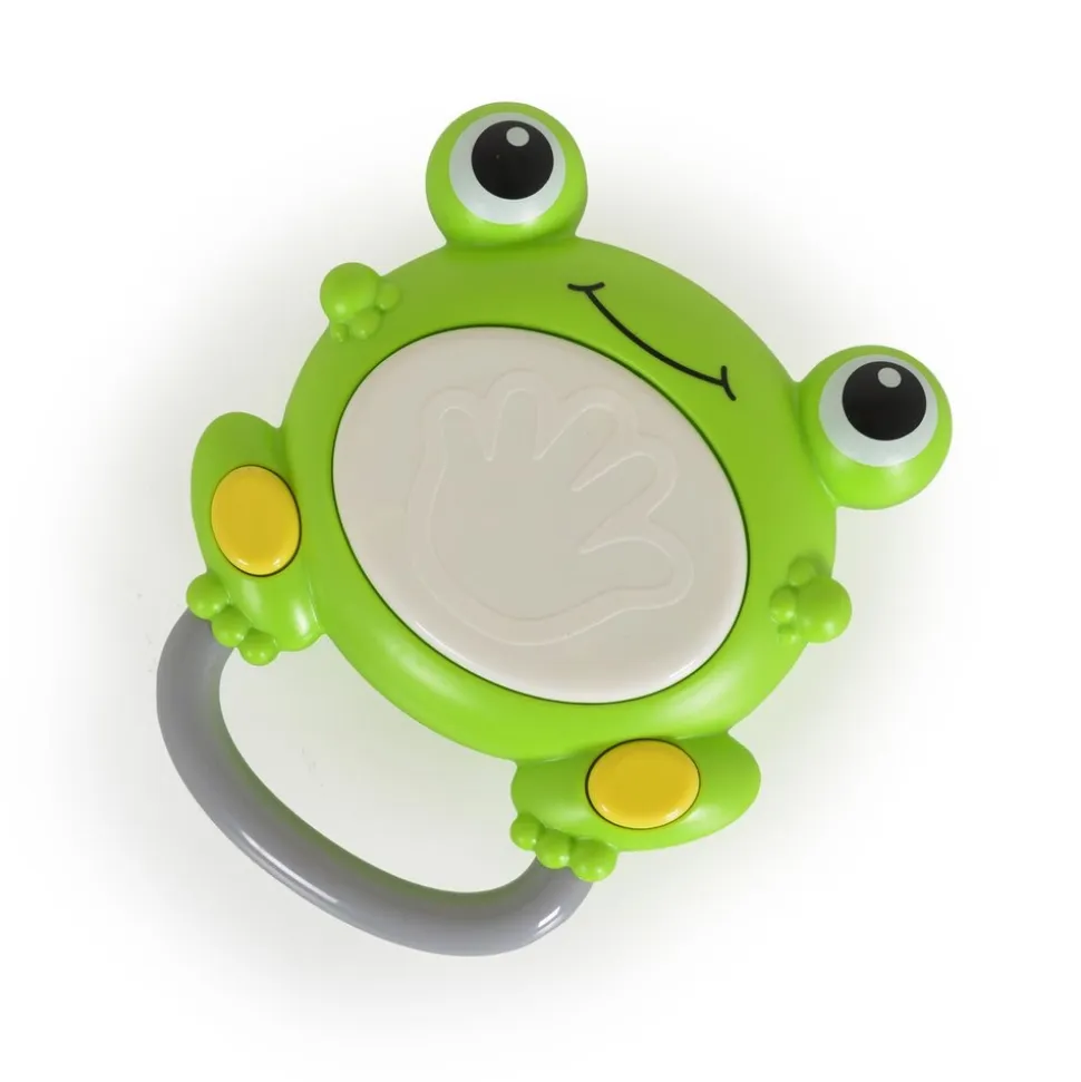 Moni Musikspielzeug Trommelfrosch MBX06-1, Trommelgeräusche, Tierstimmen, Musik grün
