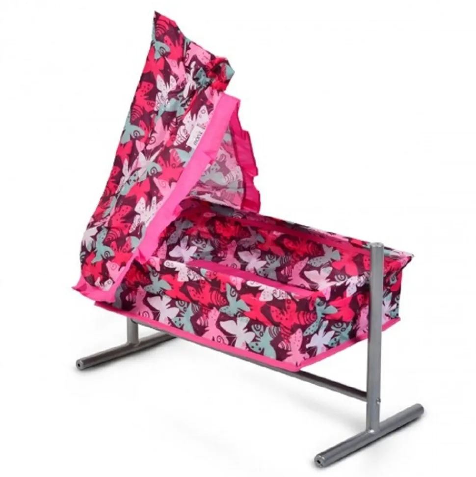 Moni Puppenbett Butterfly 9339, mit Himmel und Rüschchen 59x29,5x61cm