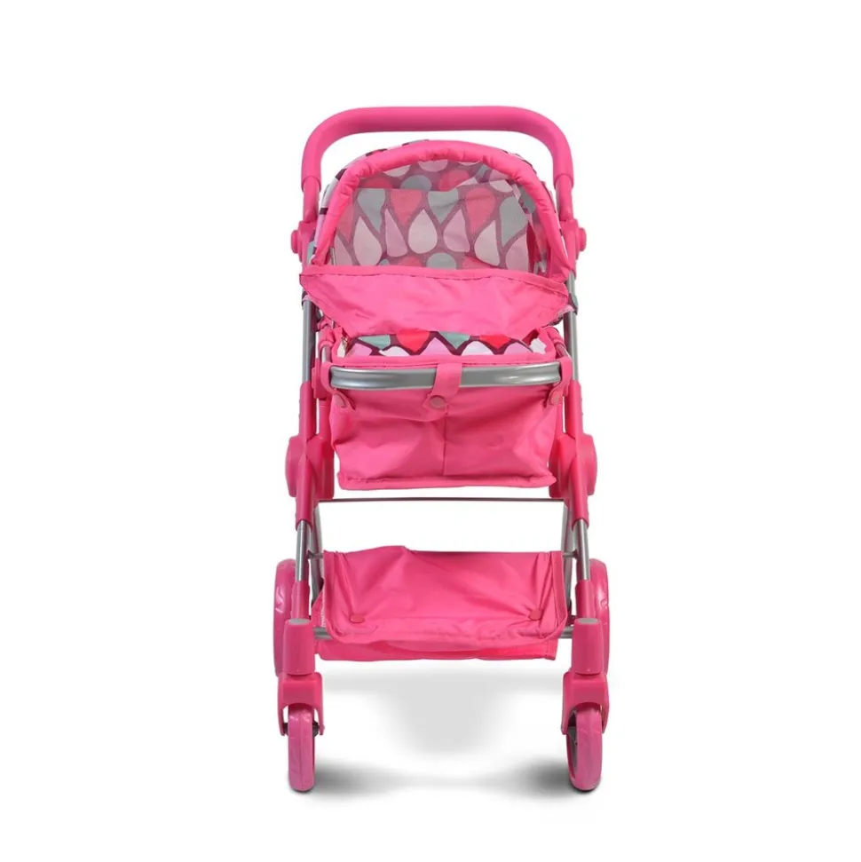 Moni Puppenwagen, Puppenbuggy Vicky 9620, Tasche, Schiebegriff höhenverstellbar pink