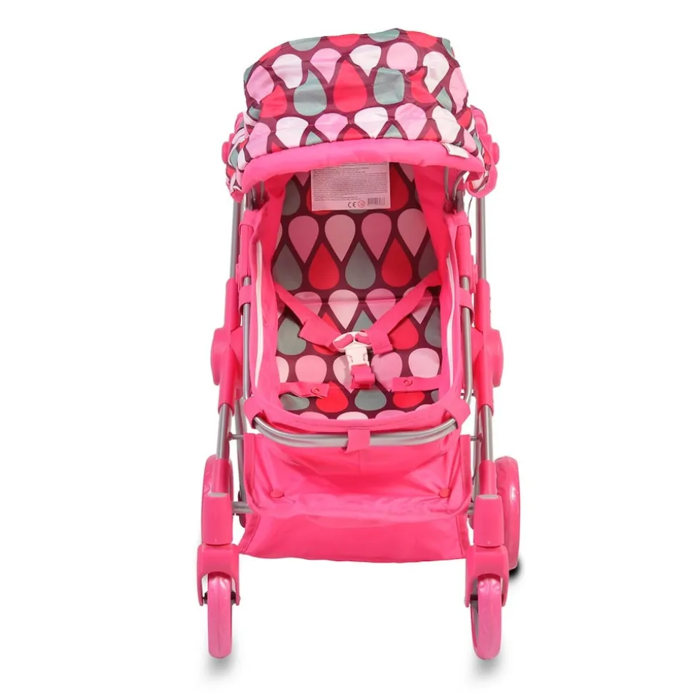 Moni Puppenwagen, Puppenbuggy Vicky 9620, Tasche, Schiebegriff höhenverstellbar pink
